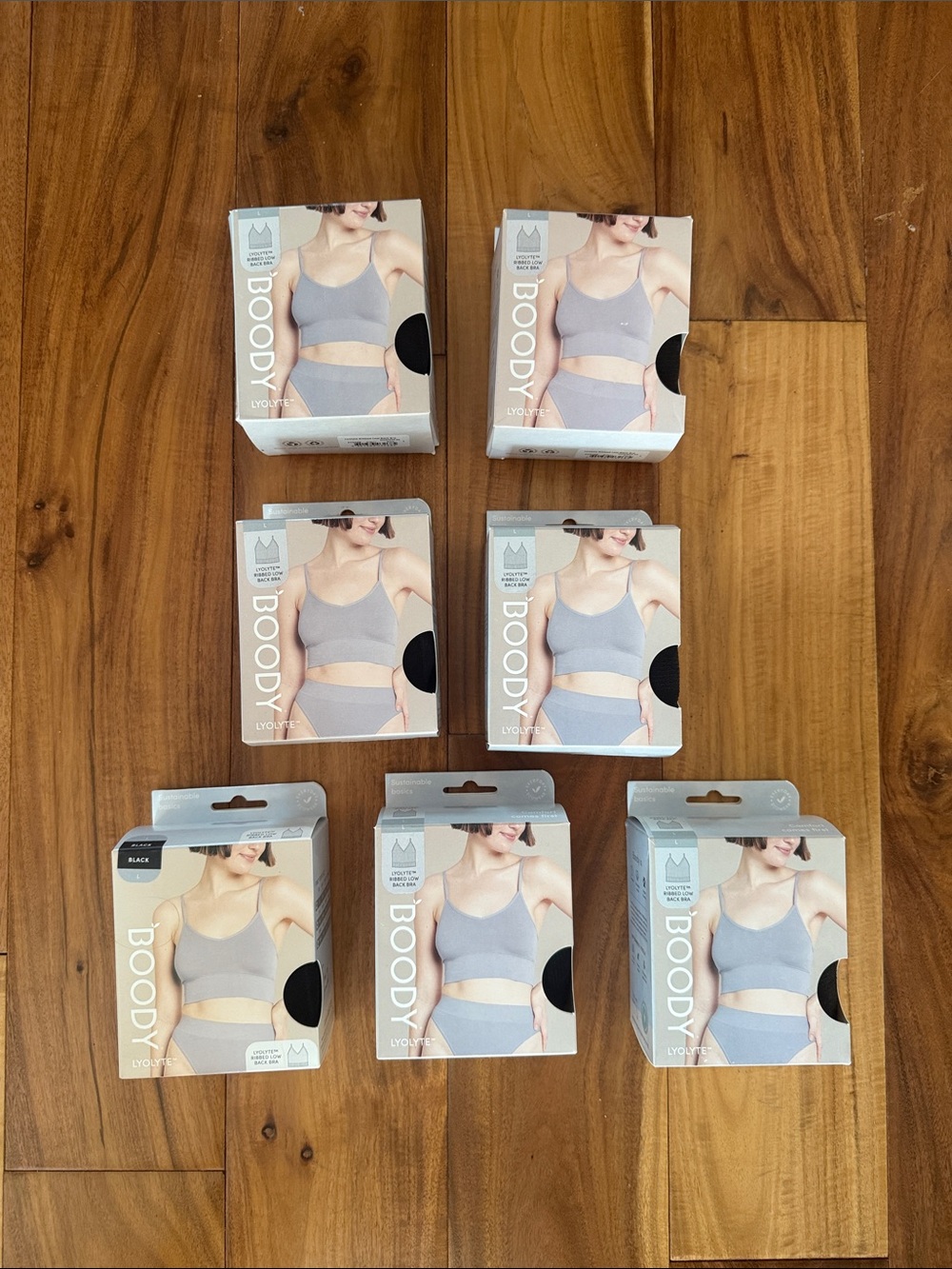 7x Boody Lyolyte Ribbed Low Back Bra - Picture 5 of 16